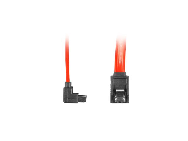 Кабел Lanberg SATA DATA II (3GB/S) F/F cable 70cm metal clips angled, red
