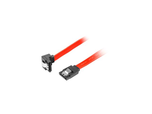 Кабел Lanberg SATA DATA II (3GB/S) F/F cable 100cm metal clips angled, red