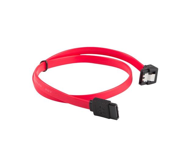 Кабел Lanberg SATA DATA II (3GB/S) F/F cable 100cm metal clips angled, red