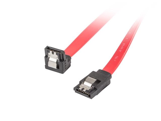 Кабел Lanberg SATA DATA III (6GB/S) F/F cable 50cm metal clips angled, red