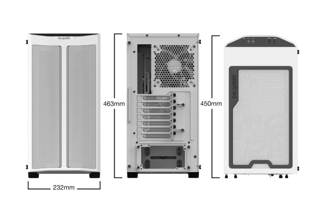 Кутия be quiet!  Pure Base 500DX, 1 x USB 3.1 Type-C, 1 x USB 3.2 Type A, HD Audio x 1, ATX, бял