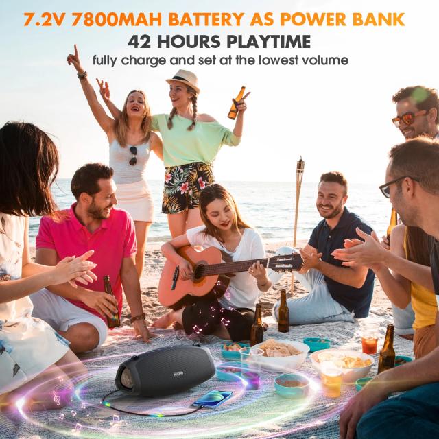 Kолонка мобилна  W-King Bluetooth Speaker - X10 Black- 70W