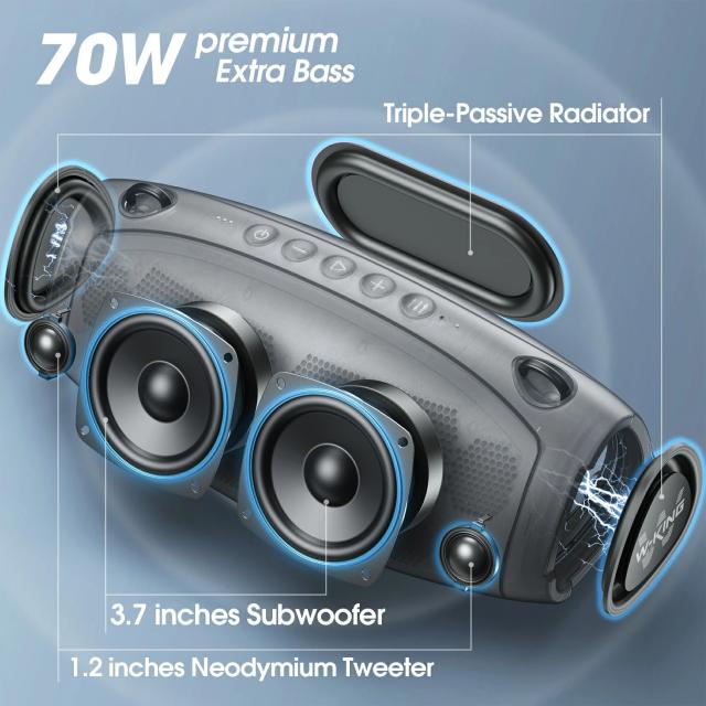 Kолонка мобилна  W-King Bluetooth Speaker - X10 Black- 70W