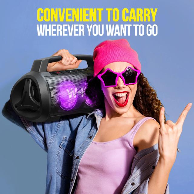 Kолонка мобилна  W-King Bluetooth Speaker - D10 Black - 70W, Karaoke mic input, Light Show