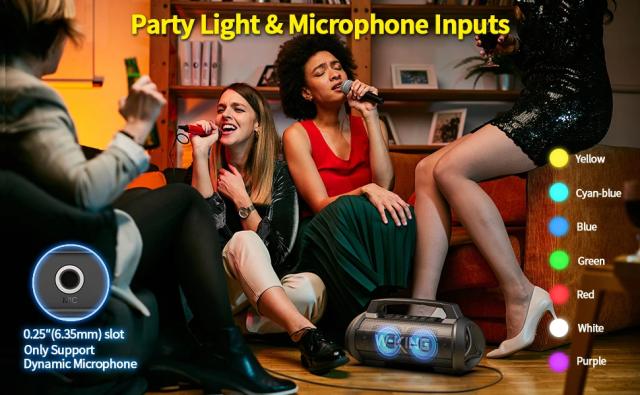 Kолонка мобилна  W-King Bluetooth Speaker - D10 Black - 70W, Karaoke mic input, Light Show