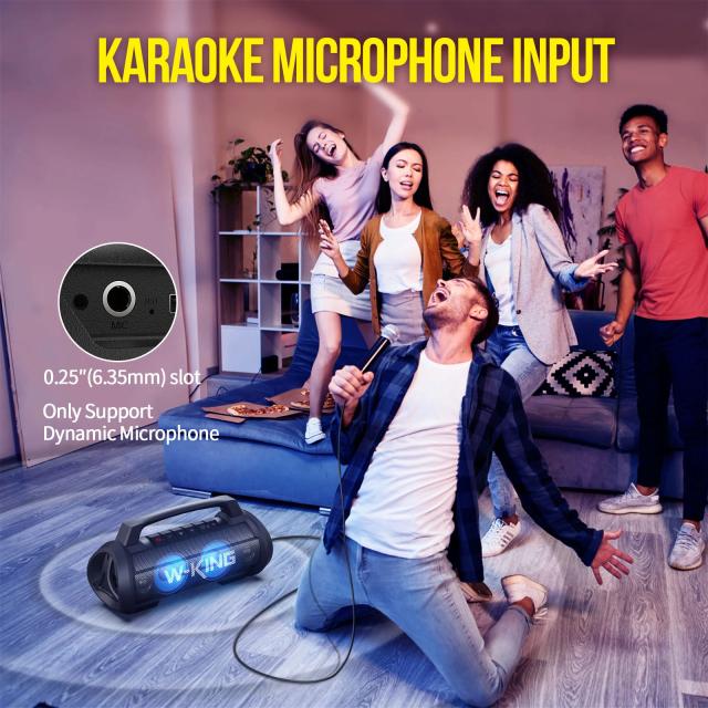 Kолонка мобилна  W-King Bluetooth Speaker - D10 Black - 70W, Karaoke mic input, Light Show