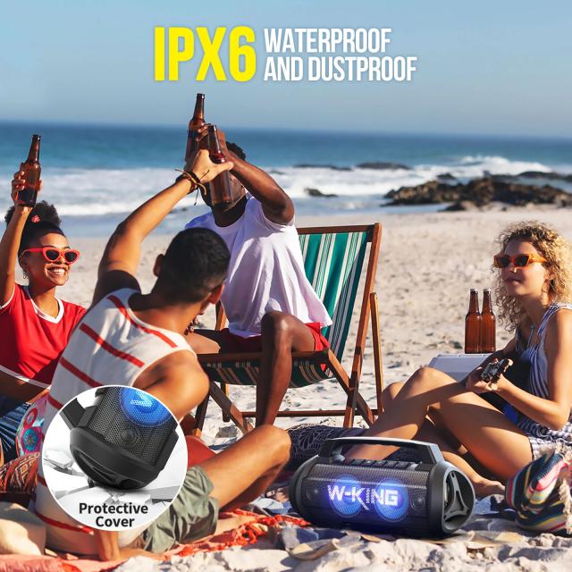 Kолонка мобилна  W-King Bluetooth Speaker - D10 Black - 70W, Karaoke mic input, Light Show