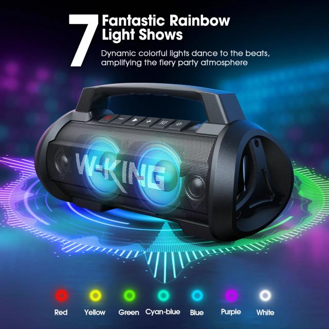 Kолонка мобилна  W-King Bluetooth Speaker - D10 Black - 70W, Karaoke mic input, Light Show