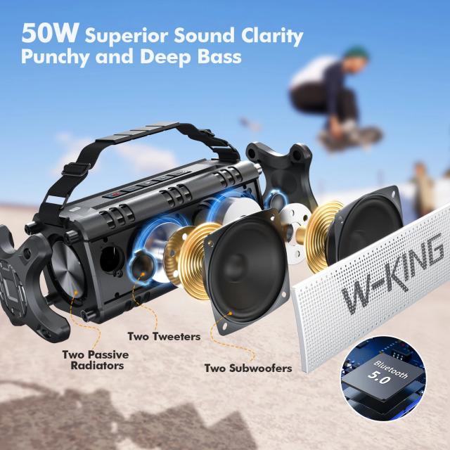 Kолонка мобилна  W-King Bluetooth Speaker - D8 Black - 50W