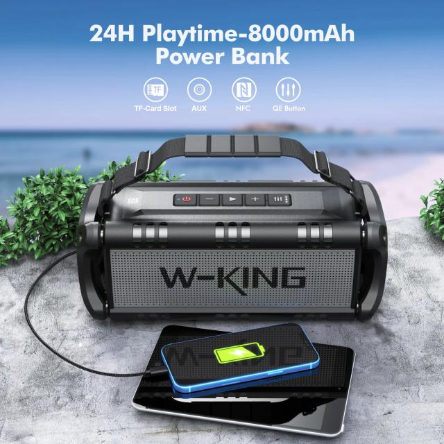Kолонка мобилна  W-King Bluetooth Speaker - D8 Black - 50W