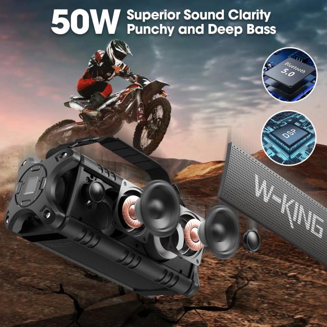 Kолонка мобилна  W-King Bluetooth Speaker - D8 Black - 50W