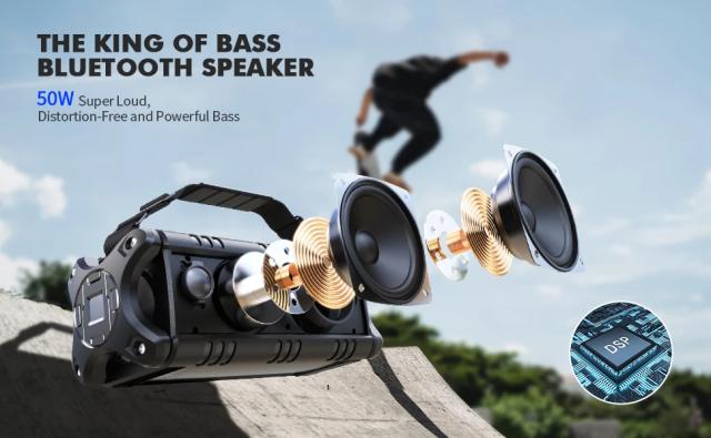 Kолонка мобилна  W-King Bluetooth Speaker - D8 Black - 50W