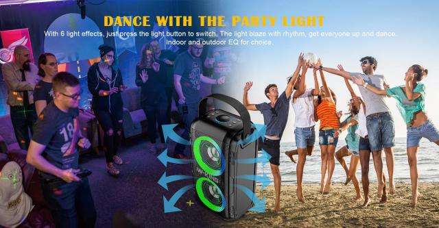 Парти колона W-King Bluetooth Party Speaker - T9 Black - 80W, Wireless Microphone, Karaoke
