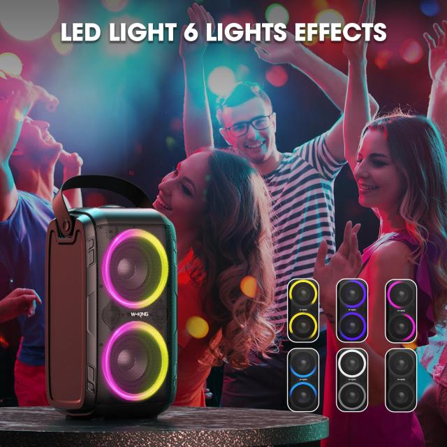 Парти колона W-King Bluetooth Party Speaker - T9 Black - 80W, Wireless Microphone, Karaoke