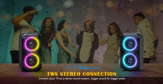 Парти колона W-King Bluetooth Party Speaker - T9 Black - 80W, Wireless Microphone, Karaoke