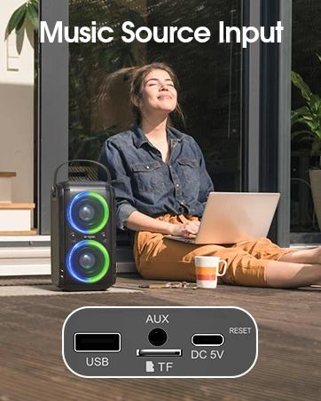 Парти колона W-King Bluetooth Party Speaker - T9 Black - 80W, Wireless Microphone, Karaoke