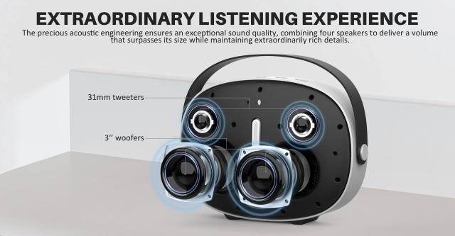 Kолонка мобилна  W-King Bluetooth Speaker - T8 Black - 30W, Deep Bass