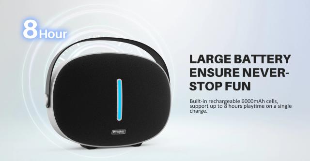 Kолонка мобилна  W-King Bluetooth Speaker - T8 Black - 30W, Deep Bass