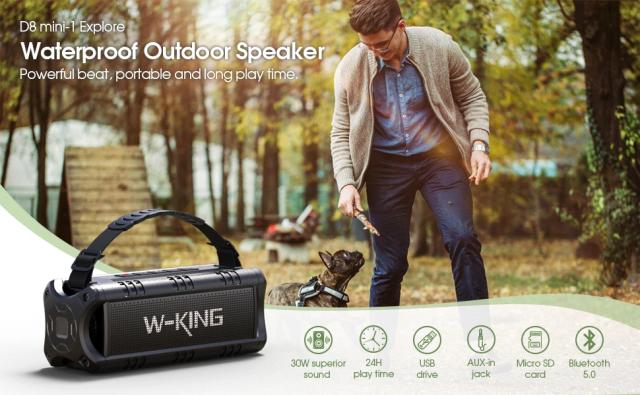 Kолонка мобилна  W-King Bluetooth Speaker - D8 Mini Black - 30W