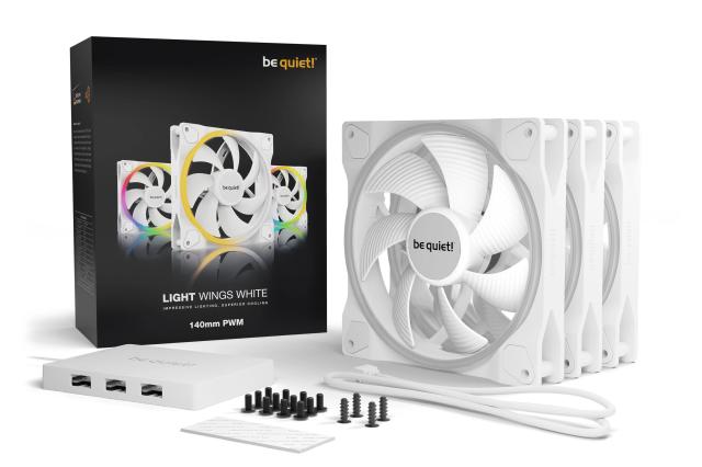 Комплект вентилатори be quiet!  Fan Pack 3-in-1, 3 x 140mm, LIGHT WINGS White 140mm PWM, 4-pin PWM