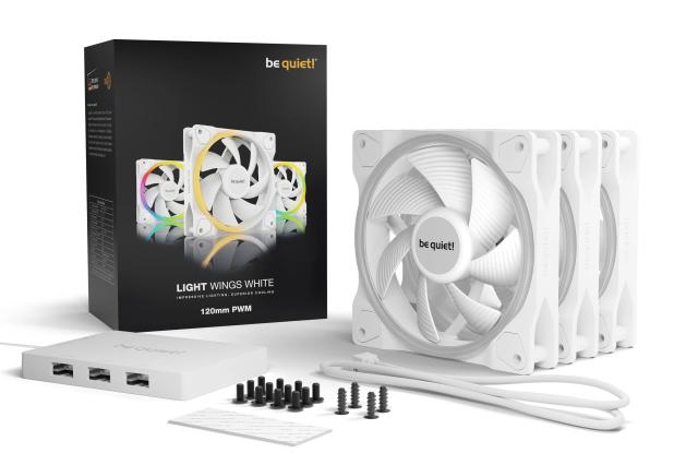 Комплект вентилатори be quiet!  Fan Pack 3-in-1, 3 x 120mm, LIGHT WINGS White 120mm PWM, 4-pin PWM