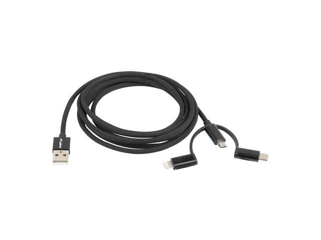 Кабел Lanberg 3in1 USB-A(M)->USB MICRO(M)+LIGHTNING(M)+USB-C(M) 2.0 1m, black