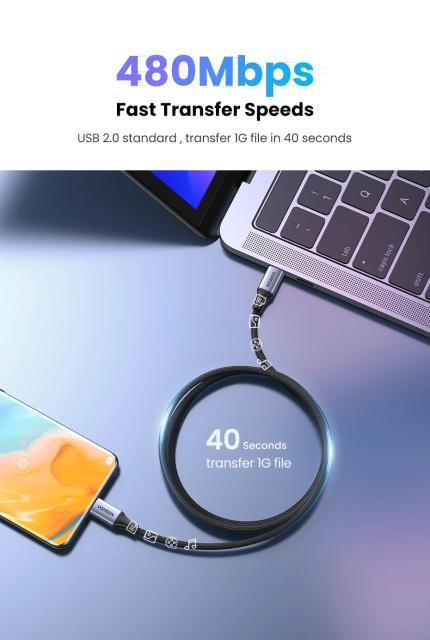 Кабел Ugreen USB 2.0 Type-C М/М US535, 240W, 5А, 2m