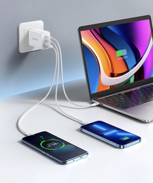Универсално зарядно за стена Ugreen Charger Wall 65W GaN CD275, 1 x USB-A, 2 x Type-C - 90496