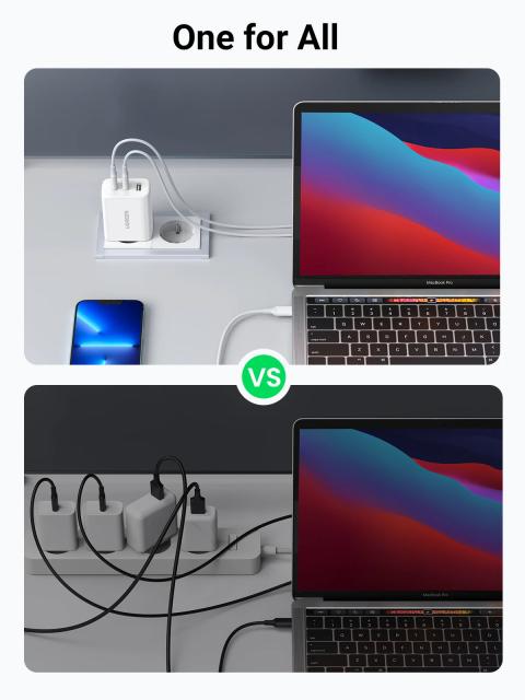 Универсално зарядно за стена Ugreen Charger Wall 65W GaN CD275, 1 x USB-A, 2 x Type-C - 90496
