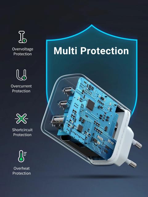 Универсално зарядно за стена Ugreen Charger Wall 65W GaN CD275, 1 x USB-A, 2 x Type-C - 90496