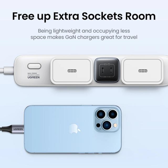 Универсално зарядно за стена Ugreen Charger Wall GaN 45W CD294 Grey - 90573