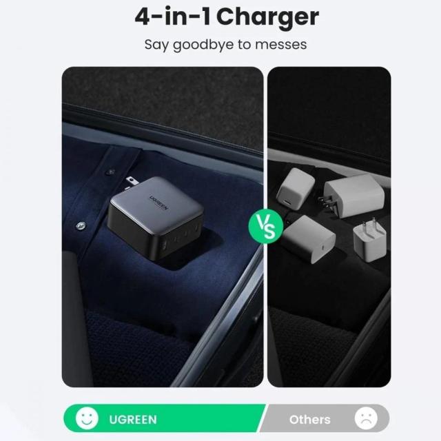 Универсално зарядно за стена Ugreen Charger Wall 100W GaN Nexode CD226, 1 x USB-A, 3 x Type-C - 40747