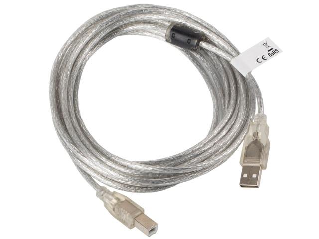 Кабел Lanberg  USB-A (M) -> USB-B (M) 2.0 cable 5m, transparent ferrite