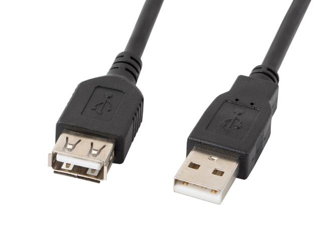 Кабел Lanberg extension cable USB 2.0 AM-AF, 70cm, black