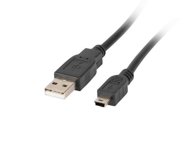 Кабел Lanberg USB MINI-B(M) ->  USB-A (M) 2.0 cable 0.3m, black (Canon)