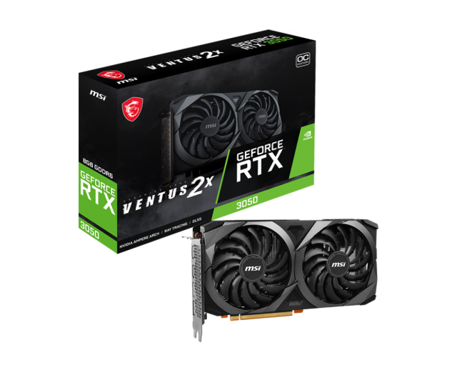 Видео карта RTX3050 VENTUS 2X 8GB OCV1, 128-bit, 2xHDMI, 2xDP