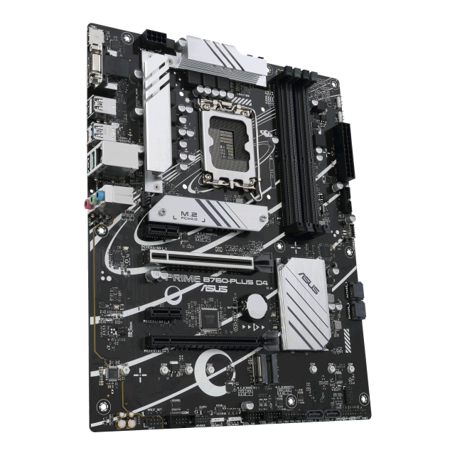 Дънна платка ASUS PRIME B760-PLUS D4 B760, LGA1700, 4xDDR4, PCI-E 5.0, (DP/HDMI/VGA), 4x SATA 6Gb/s, 3x M.2, 1x USB 3.2 Type-C, ATX