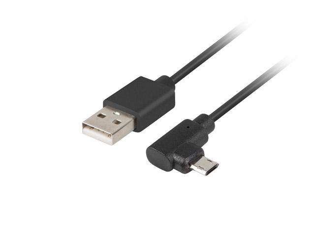Кабел Lanberg USB MICRO-B (M)  ->  USB-A (M) 2.0 cable 1.8m angled left/right micro easy-USB, black