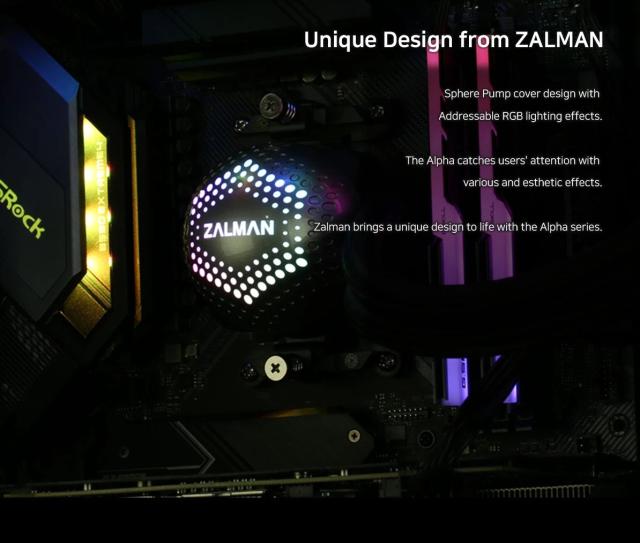 Охладител за процесор Zalman Water Cooling ALPHA 36 BLACK, Addressable RGB, LGA1700/AM5