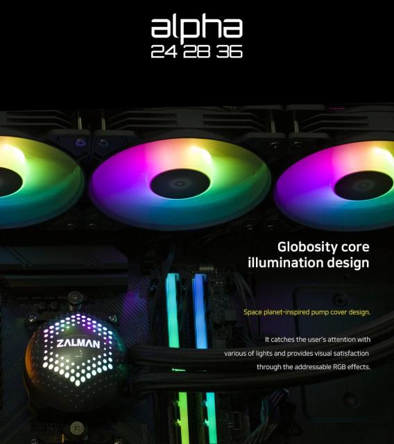 Охладител за процесор Zalman Water Cooling ALPHA 36 BLACK, Addressable RGB, LGA1700/AM5