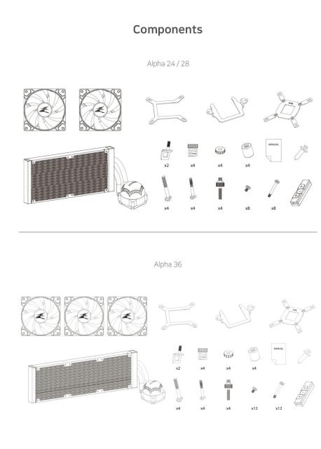Охладител за процесор Zalman Water Cooling ALPHA 24 WHITE, Addressable RGB, LGA1700/AM5