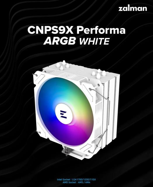 Охладител за процесор Zalman CPU Cooler CNPS9X PERFORMA ARGB WHITE, aRGB, Intel LGA1700 / AMD AM5, 3 pin PWM