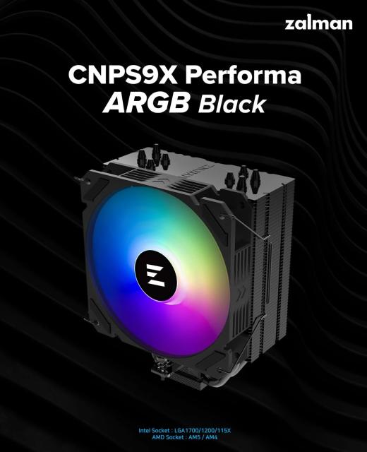 Охладител за процесор CPU Cooler CNPS9X PERFORMA ARGB BLACK, aRGB, Intel LGA1700 / AMD AM5, 3 pin ADD-RGB 5V / 4 pin PWM