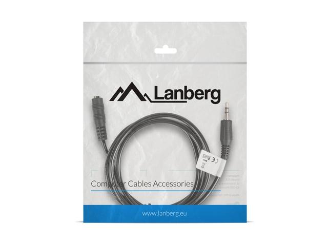 Кабел Lanberg extension cable mini jack 3.5mm M/F 3 pin 1.5m, black