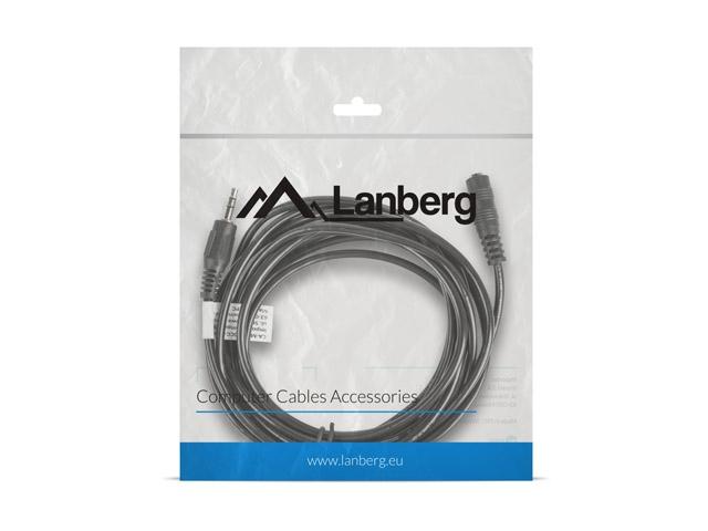 Кабел Lanberg extension cable mini jack 3.5mm M/F 3 pin 3m, black