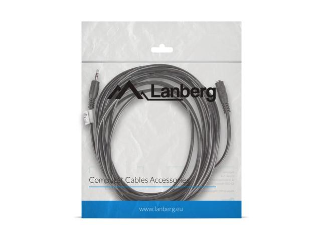 Кабел Lanberg cable stereo mini jack (M) -> mini jack (F) 5m, black