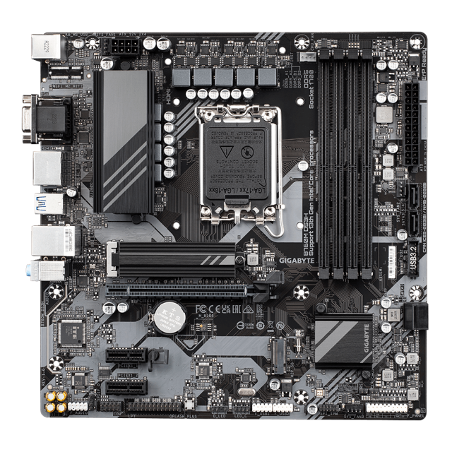 Дънна платка GIGABYTE B760M DS3H DDR5, LGA1700, PCI-E 4.0 (DP/HDMID-Sub), 4x SATA 6Gb/s, 1x M.2 connector, USB Type-C port, micro ATX