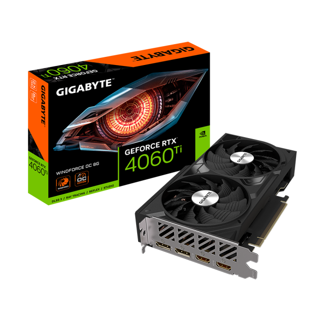 Видео карта GIGABYTE GeForce RTX 4060 TI WINDFORCE OC 8GB GDDR6, 128-bit, 2xHDMI, 2xDP