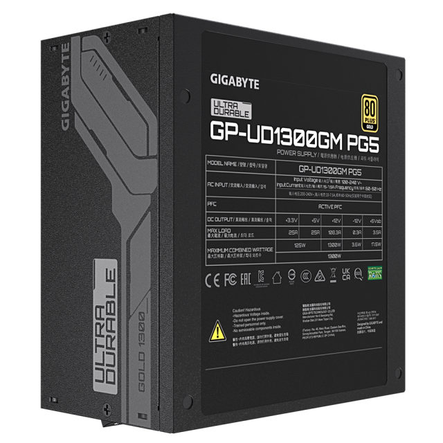 Захранване Gigabyte UD1300GM PG5, 1300W, 80+ GOLD, Modular, PCIe 5.0 Ready