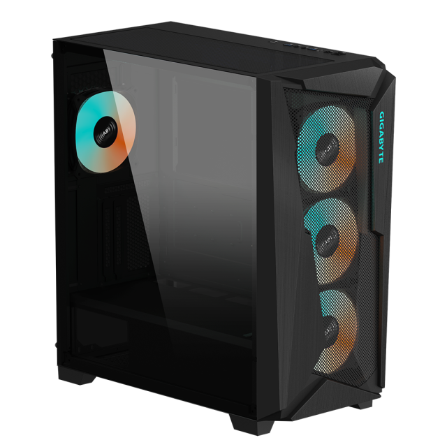 Кутия Gigabyte C301 Black, Tempered Glass, Mid-Tower, RGB Fusion, USB 3.1 Gen2 Type-C x1, USB 3.0 x2, Audio In, E-ATX